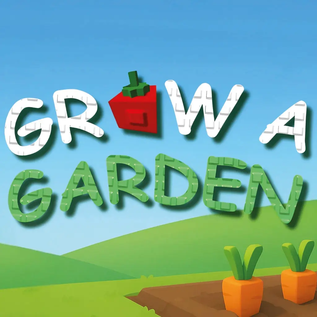 Grow a Garden artwork showing the game logo over a bright garden scene